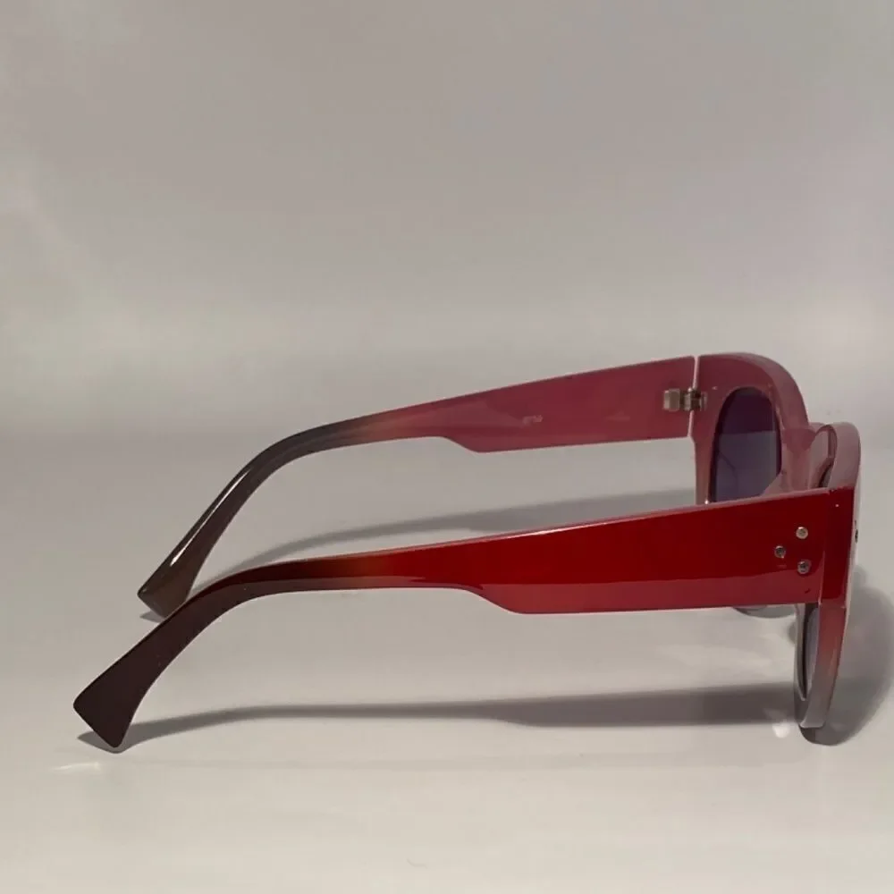 0541 Dark Red Sweetheart Oversize Sunglasses UV Protection New - Picture 5 of 8